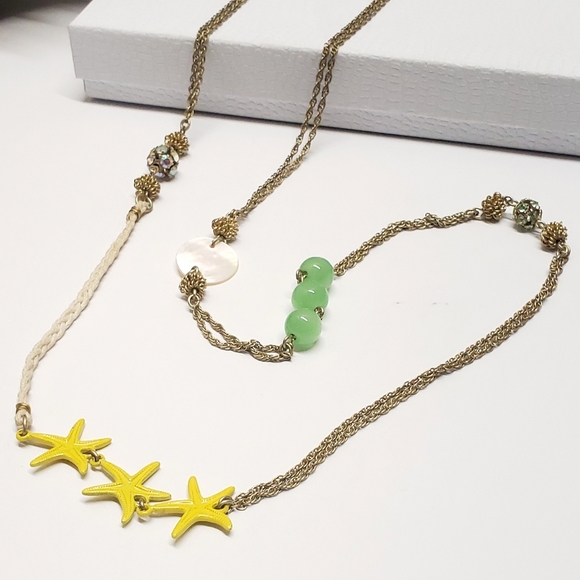 J Crew Summer Time Ocean Theme Jade Starfish Necklace - Picture 1 of 14